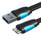 Plosnati USB 3.0 A muški na Micro-B muški kabel Vention VAS-A12-B150 1,5 m crni