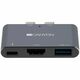 CNS-TDS01DG - CANYON DS-1 Multiport Docking Station with 3 port, with Thunderbolt 3 Dual type C male port, 1Thunderbolt 3 female1HDMI1USB3.0. Input 100-240V, Output USB-C PD100WUSB-A 5V/1A, Aluminium alloy, S - - div stylebackground-color white...