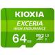 Kioxia EXCERIA HIGH ENDURANCE microsdxc kartica 64 GB A1 Application Performance Class, UHS-I, v30 Video Speed Class standard izvedbe a1, optimizirano za 24/7 kamere za video nadzor, pogodno za trajne snimke, otporan na udarce, vodootporan