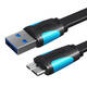 Plosnati USB 3.0 A na Micro-B kabel Vention VAS-A12-B050 0,5 m crni