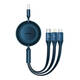 Baseus Bright Mirror 3, USB 3-u-1 kabel za mikro USB / USB-C / Lightning 66W / 2A 1.1m (plavi)