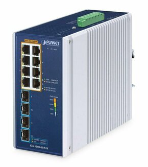 Planet IGS-1000-8UP4X IP30 Industrial 8-Port 10/100/1000T 802.3bt PoE + 4-Port 10G SFP+ Ethernet Switch (360W PoE budget