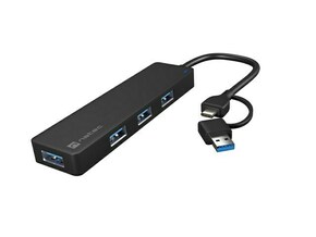 NATEC HUB USB-C 3.0 Mayfly 4-port + USB-A adapter