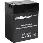 Olovni akumulator 6 V 13 Ah multipower MP13-6 A96801 olovo (AGM) (Š x V x DB) 108 x 140 x 70 mm plosnati utikač 4.8 mm, plosnati utikač 6.35 mm bez održavanja, neznatno samopražnjenje