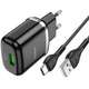 Hoco - Zidni punjač Special (N3) - USB-A 18W 3A s kabelom USB-A na USB Type-C 1m - crni