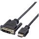Roline DVI / HDMI priključni kabel DVI-D 18+1-polni utikač, HDMI A utikač 1.50 m crna 11.04.5516 sa zaštitom, utikač primjenjiv s obje strane DVI kabel