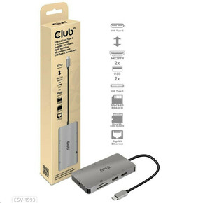 Club3D priključna stanica 8u1 USB 3.2 tip C (2xHDMI