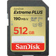 SanDisk SDXC kartica 512 GB Extreme PLUS (R 190 MB/s W130 MB/s Klasa 10, UHS-I U3 V30)