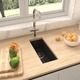 vidaXL Kuhinjski sudoper s otvorom protiv prolijevanja crni granitni