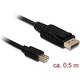 Delock Mini-DisplayPort / DisplayPort adapterski kabel Mini DisplayPort utikač, DisplayPort utikač 0.50 m crna 83984 pozlaćeni kontakti DisplayPort kabel