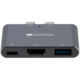 CANYON DS-1 Multiport Docking Station with 3 port, with Thunderbolt 3 Dual type C male port, 1*Thunderbolt 3 female+1*HDMI+1*USB3.0. Input 100-240V, Output USB-C PD100WUSB-A 5V/1A, Aluminium alloy, S CNS-TDS01DG CNS-TDS01DG