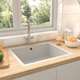 Kuhinjski sudoper s otvorom protiv prolijevanja bijeli granitni