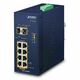 Planet Industrial 8-Port 10/100/1000T 802.3at PoE + 2-Port 100/1000X SFP Ethernet Switch w/ 12V Booster (-40~75 degrees C) PLT-IGS-1020PTF-12V