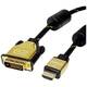 Roline DVI / HDMI priključni kabel DVI-D 24+1-polni utikač, HDMI A utikač 1.50 m crna, zlatna 11.04.5896 sa zaštitom, mogućnost vijčanog spajanja DVI kabel
