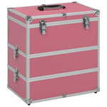 vidaXL Kovčeg za šminku 37 x 24 x 40 cm ružičasti aluminijski