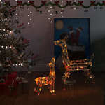 vidaXL Akrilna obitelj sobova božićni ukras 160 LED raznobojni