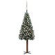 Tanko osvijetljeno božićno drvce s kuglicama zeleno 210 cm