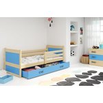 Drveni dječji krevet Rico - bukva - plavi - 200x90