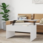Stolić za kavu sjajni bijeli 80x50,5x41,5 cm konstruirano drvo