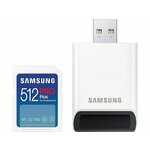 Samsung PRO Plus MB-SD512SB/WW, 512 GB, SDXC, UHS-I, 180 MB/s, 130 MB/s, Class 3 (U3)