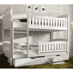 Drveni dječji krevet na kat Ignas s ladicom - bijeli - 180*80