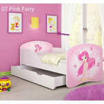 Dječji krevet ACMA s motivom, bočna bijela + ladica 160x80 07 Pink Fairy