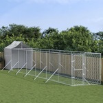 vidaXL Vanjski kavez za pse s krovom srebrni 2x14x2,5m pocinčani čelik