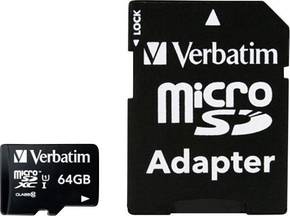 Verbatim MICRO SDXC 64GB CL 10 ADAP microsdxc kartica 64 GB Class 10 uklj. sd-adapter