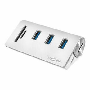 LogiLink USB 3.0 3-Port Hub with Card Reader - hub - 3 ports - CR0045
