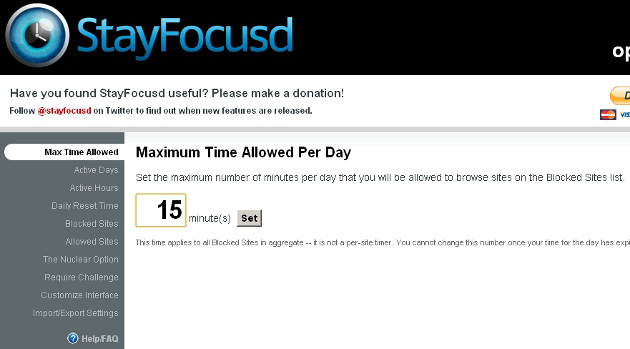 Google Chrome ekstenzija | Stay Focusd