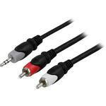 DELTACO kabel 3,5mm plug - 2x RCA, zip-lock bag: 2,0m (028)