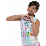 Majica kratkih rukava za djevojčice Lucky in Love Novelty Print Animoji Love Tie Back Tank Girls - multicolor