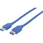 Manhattan USB kabel USB 3.2 gen. 1 (USB 3.0) USB-A utikač, USB-A utikač 1.00 m plava boja zaštićen s folijom, UL certificiran, pozlaćeni kontakti 325394