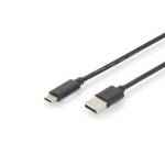 Digitus USB kabel USB 2.0 USB-C™ utikač, USB-A utikač 3.00 m crna dvostruko zaštićen, utikač primjenjiv s obje strane