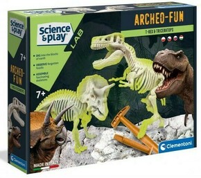 Science&amp; Play: Archeofun Illuminated T-rex i Triceratops arheološki set - Clementoni