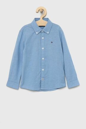 Dječja košulja Tommy Hilfiger boja: plava - plava. Dječja košulja iz kolekcije Tommy Hilfiger. Model izrađen od tkanine.