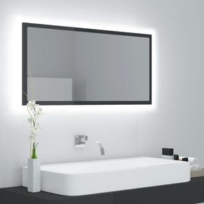 VidaXL LED kupaonsko ogledalo visoki sjaj sivo 90x8