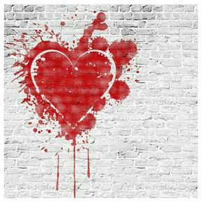 Click Props Background Vinyl with Print Brick White Heart 1
