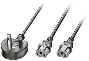 LINDY struja Y-kabel [1x UK utikač - 2x ženski konektor IEC c13