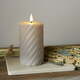 Siva voštana LED svijeća Star Trading Flamme Swirl, visina 15 cm