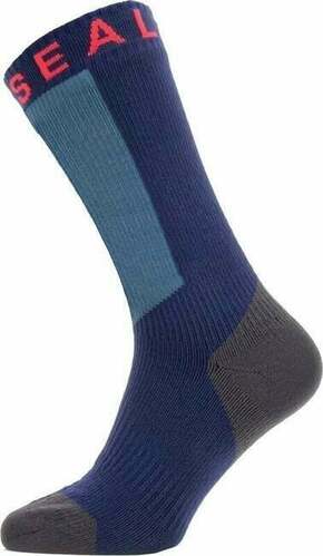 Sealskinz Waterproof Warm Weather Mid Length Sock With Hydrostop Navy Blue/Grey/Red M Biciklistički čarape