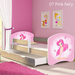Dječji krevet ACMA s motivom, bočna sonoma + ladica 180x80 07 Pink Fairy