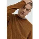 Pamučni pulover Only &amp; Sons za muškarce, boja: smeđa, lagani - smeđa. Pulover iz kolekcije Only &amp; Sons. Model s okruglim izrezom, izrađen od elastičnog pletiva.