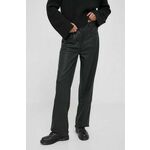 Hlače Calvin Klein Jeans za žene, boja: crna, ravni kroj, visoki struk - crna. Hlače iz kolekcije Calvin Klein Jeans. Model izrađen od tanke, lagano elastične pletenine. Zahvaljujući udjelu poliestera, materijal je otporniji na gužvanje.