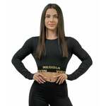 Nebbia Long Sleeve Crop Top INTENSE Perform Black/Gold S Majica za fitnes