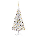 vidaXL Umjetno božićno drvce LED s kuglicama srebrno 150 cm PET