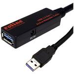 Roline USB kabel USB 3.2 gen. 1 (USB 3.0) USB-A utikač, USB-A utičnica 10.00 m crna 12.04.1070