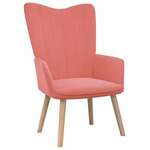 Stolica za opuštanje ružičasta baršunasta