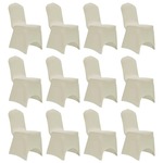 vidaXL Navlake za stolice rastezljive krem 12 kom