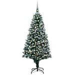vidaXL Umjetno božićno drvce LED s kuglicama i šiškama 240 cm
